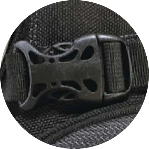 HQ buckles detail on a PULSE backpack