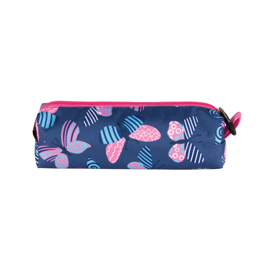 PENCIL CASE ONE ZIP BLUE BUTTERFLY