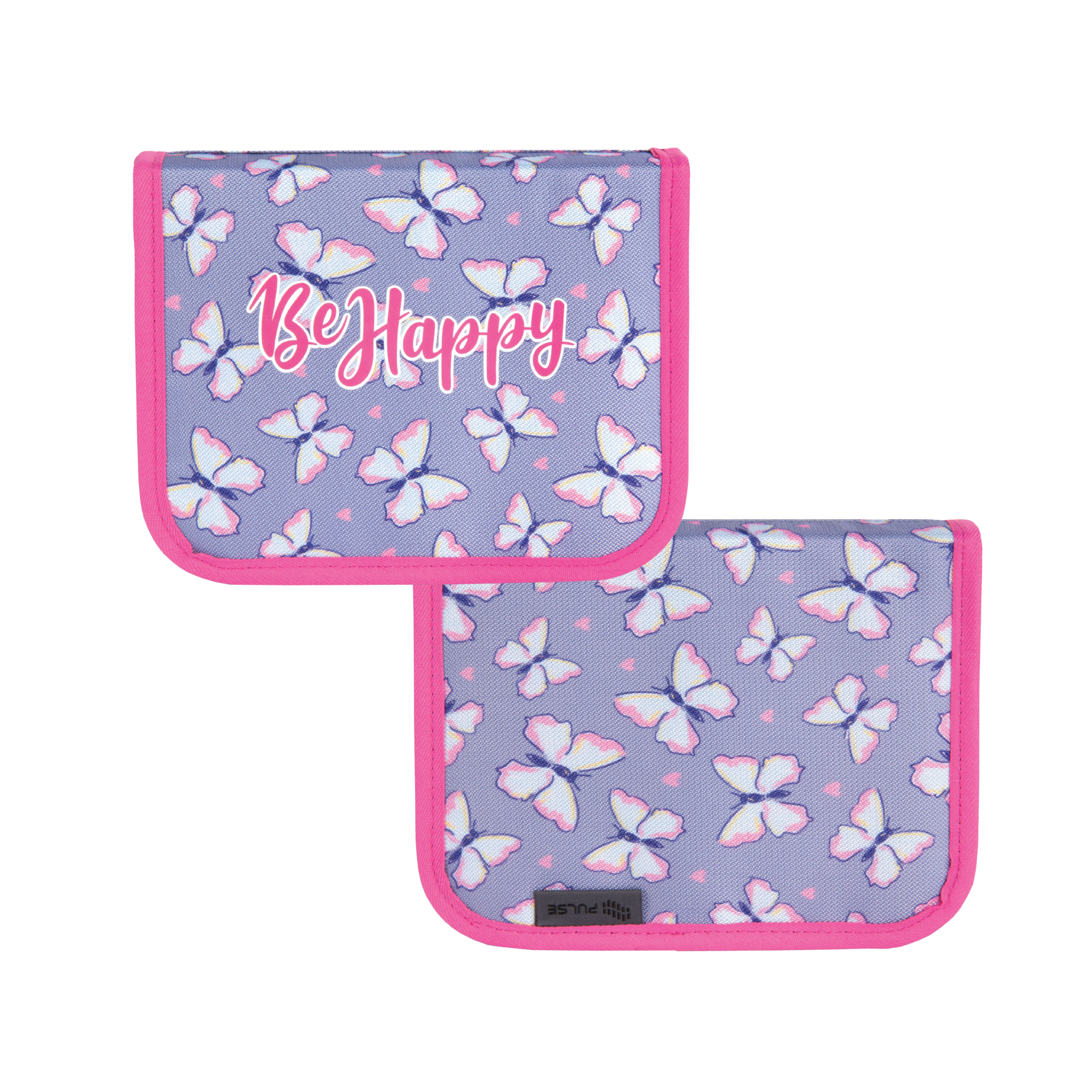 PENCIL CASE FULL DOBBY GRAY BUTTERFLY