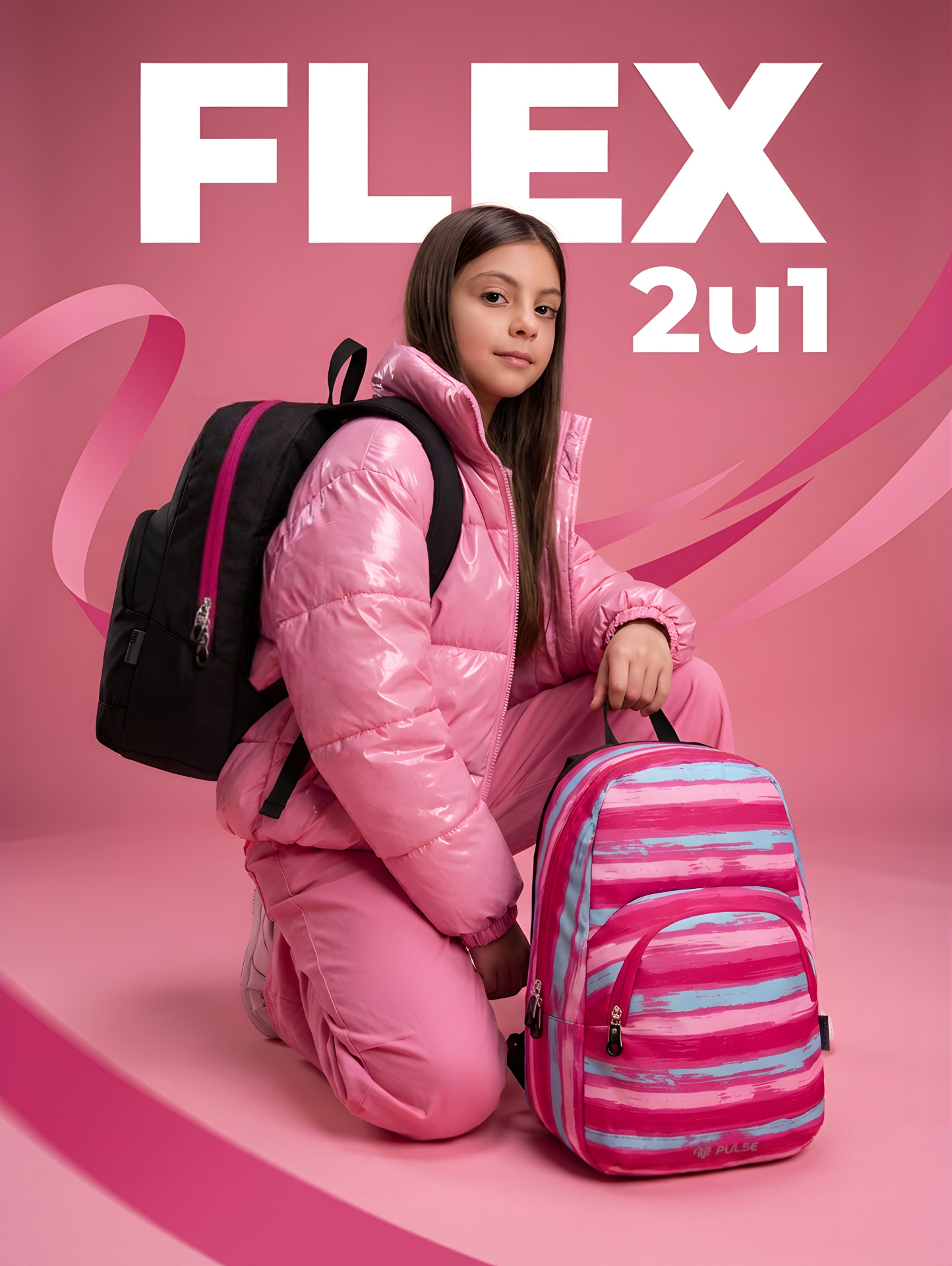 FLEX · Pink two-face backpack campaign