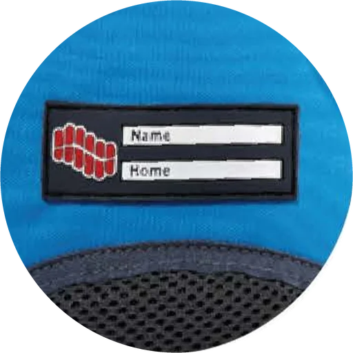 Name tag detail on a PULSE backpack